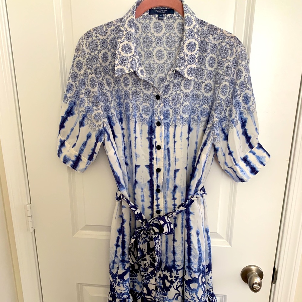 Peter Som Blue/White Dress Size 12